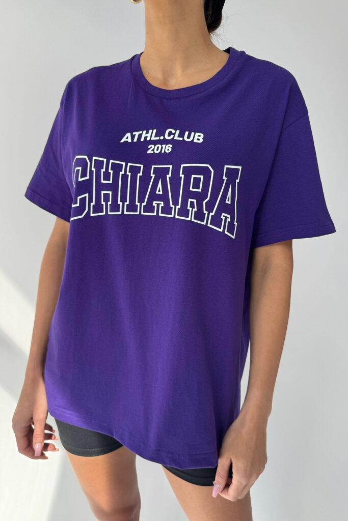 T-shirt bawełniany oversize CHIARA – fioletowy