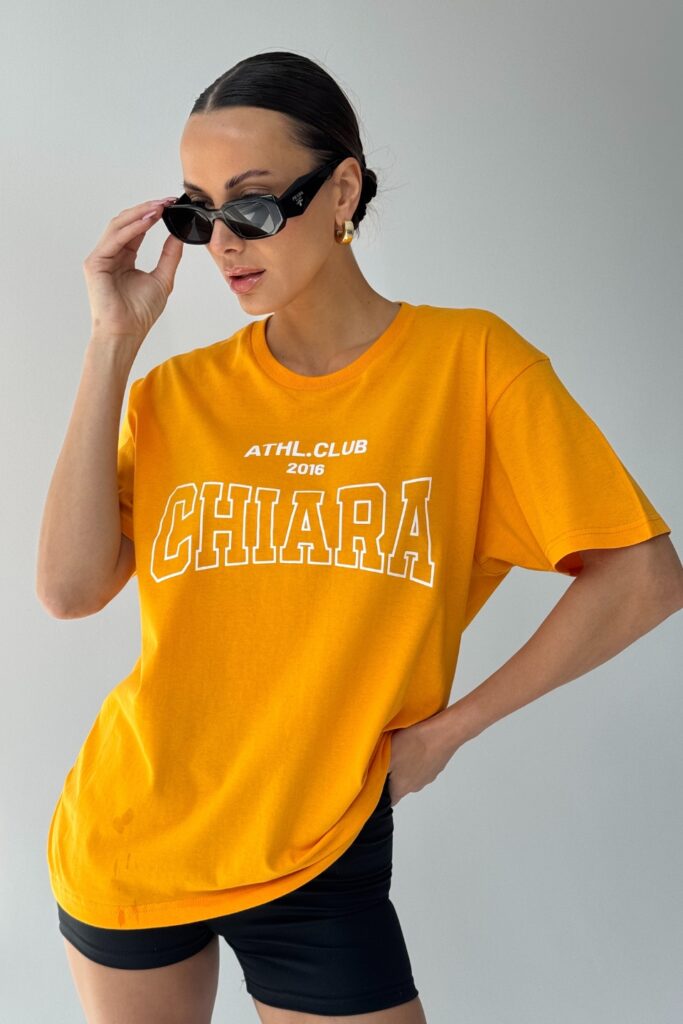 T-shirt bawełniany oversize CHIARA – pomarańczowy