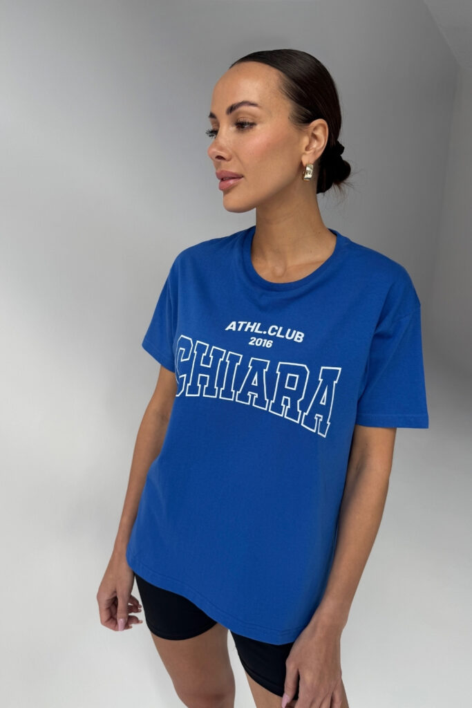 T-shirt bawełniany oversize CHIARA – chabrowy