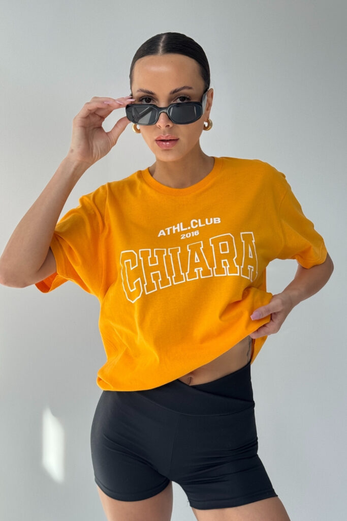 T-shirt bawełniany oversize CHIARA – pomarańczowy